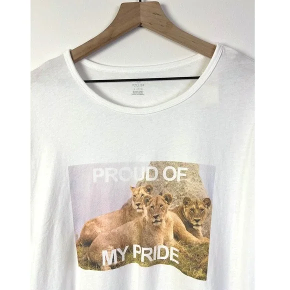 Aerie OFFLINE Graphic T-Shirt Proud of My Pride Streetwear Crew Neck Tee M New - Picture 2 of 8